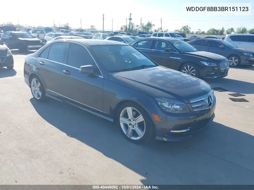 2011 Mercedes-Benz C 300 4Matic VIN: WDDGF8BB3BR151123 Lot: 40449092