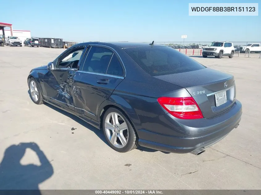 2011 Mercedes-Benz C 300 4Matic VIN: WDDGF8BB3BR151123 Lot: 40449092