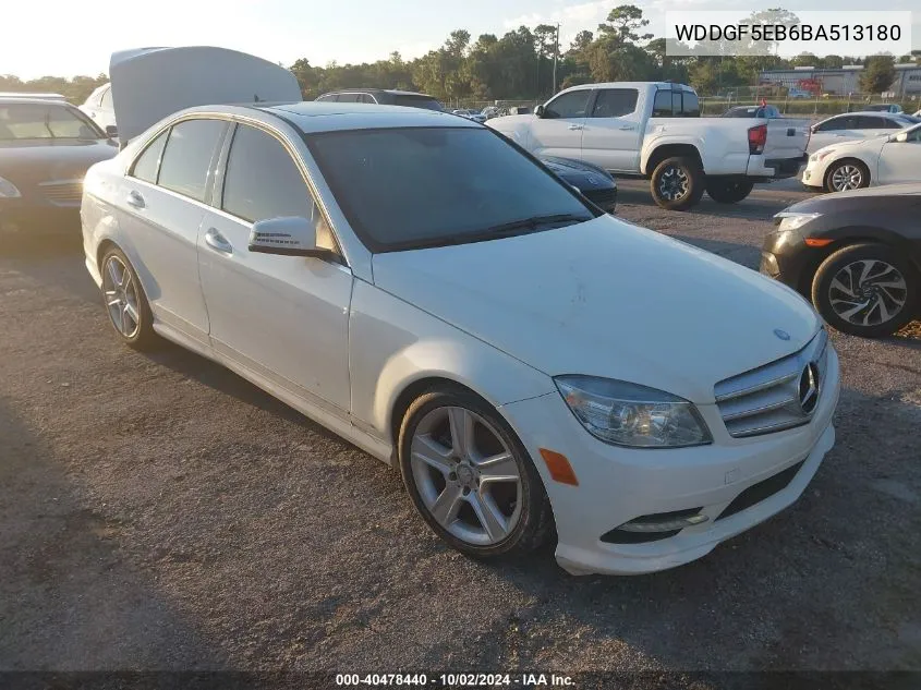 2011 Mercedes-Benz C 300 Luxury/Sport VIN: WDDGF5EB6BA513180 Lot: 40478440