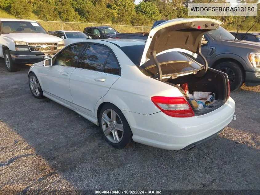 2011 Mercedes-Benz C 300 Luxury/Sport VIN: WDDGF5EB6BA513180 Lot: 40478440