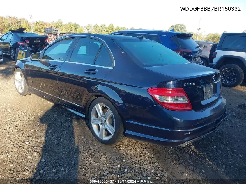 2011 Mercedes-Benz C-Class C 300 VIN: WDDGF8BB7BR150332 Lot: 40505437