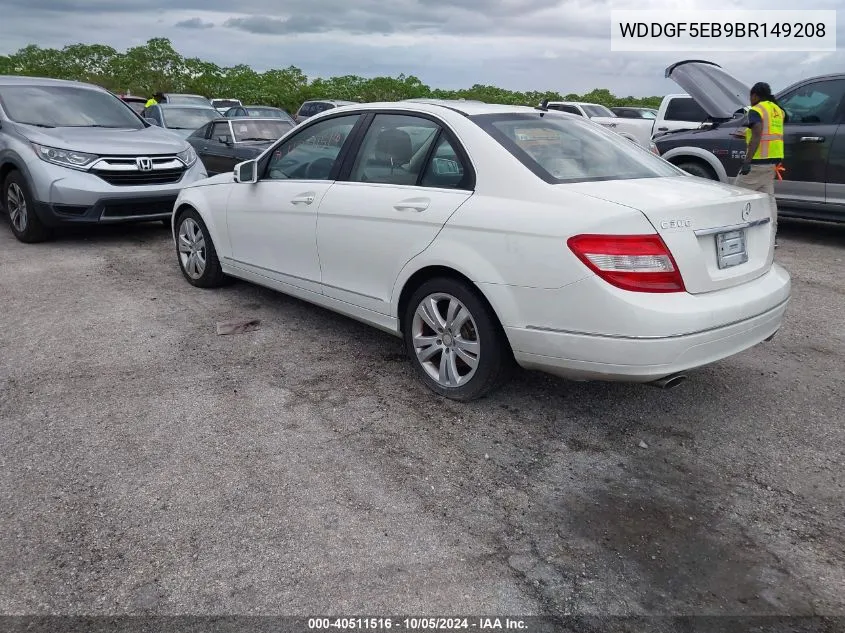 2011 Mercedes-Benz C 300 Luxury/Sport VIN: WDDGF5EB9BR149208 Lot: 40511516