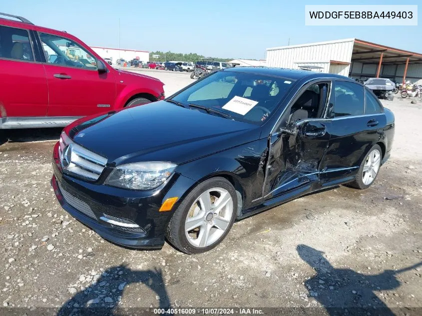 2011 Mercedes-Benz C 300 Luxury/Sport VIN: WDDGF5EB8BA449403 Lot: 40516009