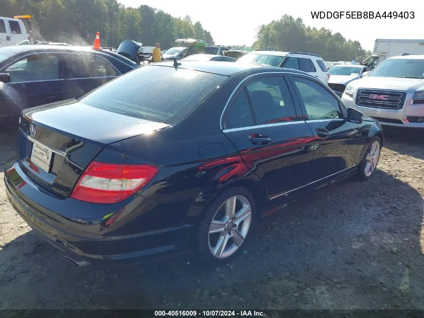 2011 Mercedes-Benz C 300 Luxury/Sport VIN: WDDGF5EB8BA449403 Lot: 40516009