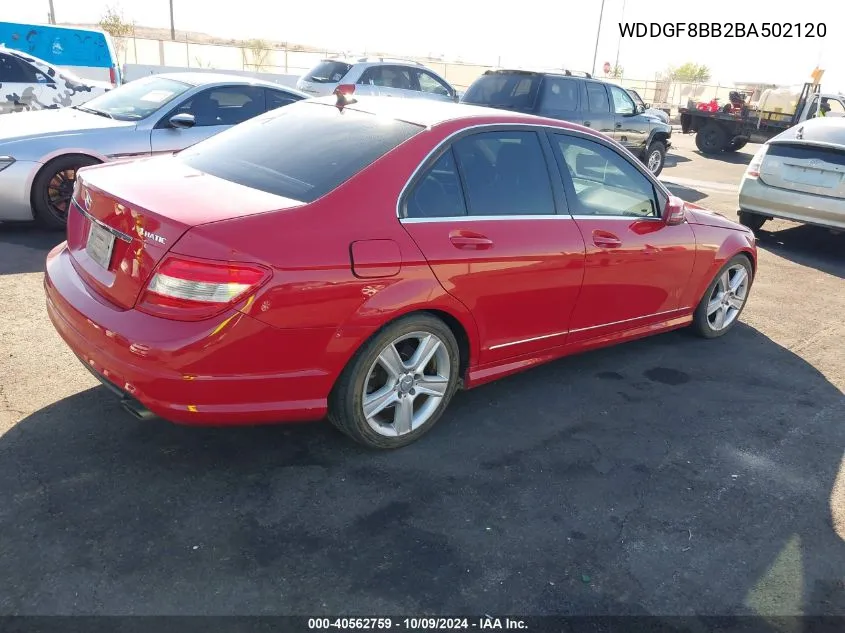 2011 Mercedes-Benz C 300 4Matic VIN: WDDGF8BB2BA502120 Lot: 40562759