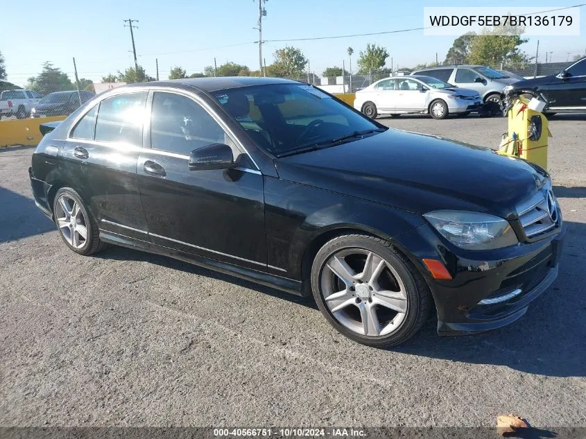 2011 Mercedes-Benz C 300 Luxury/Sport VIN: WDDGF5EB7BR136179 Lot: 40566751