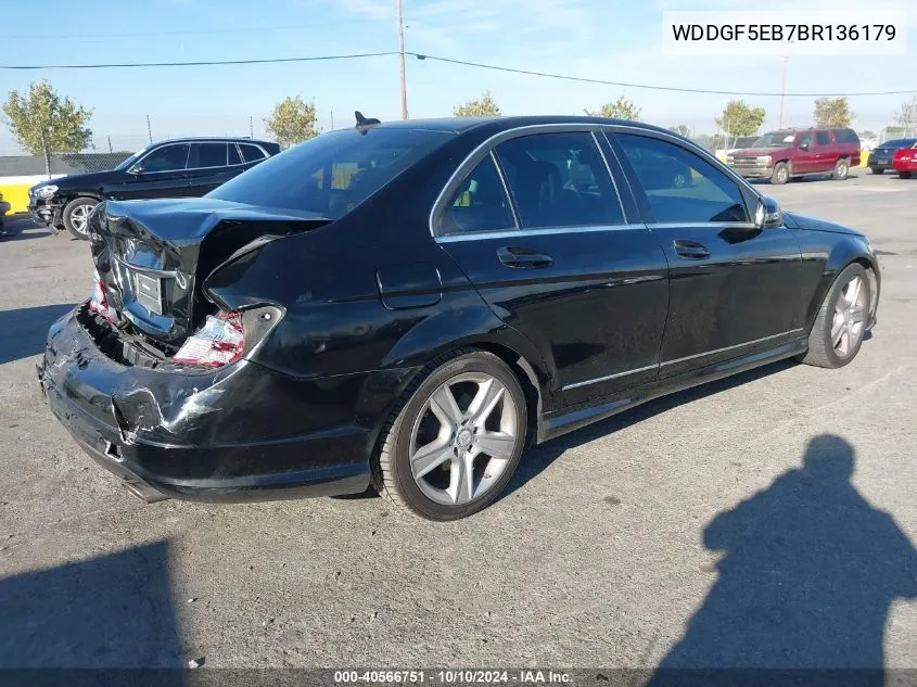 2011 Mercedes-Benz C 300 Luxury/Sport VIN: WDDGF5EB7BR136179 Lot: 40566751