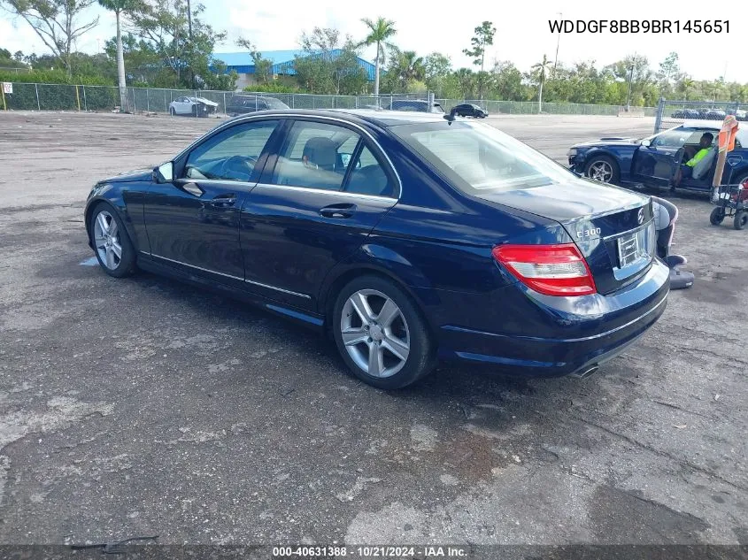 2011 Mercedes-Benz C 300 300 4Matic VIN: WDDGF8BB9BR145651 Lot: 40631388