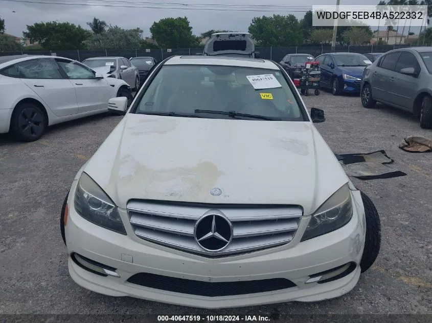 2011 Mercedes-Benz C 300 Luxury/Sport VIN: WDDGF5EB4BA522332 Lot: 40647519