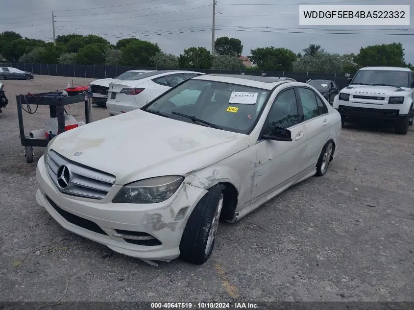 2011 Mercedes-Benz C 300 Luxury/Sport VIN: WDDGF5EB4BA522332 Lot: 40647519