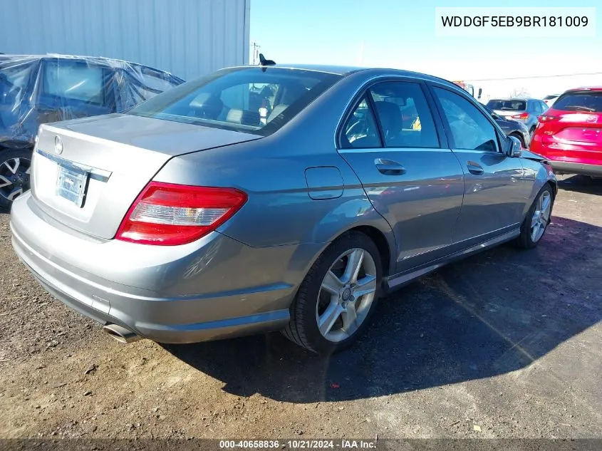 2011 Mercedes-Benz C 300 Luxury/Sport VIN: WDDGF5EB9BR181009 Lot: 40658836