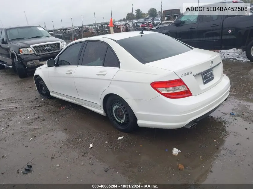 2011 Mercedes-Benz C 300 Luxury/Sport VIN: WDDGF5EB4BA452508 Lot: 40685284