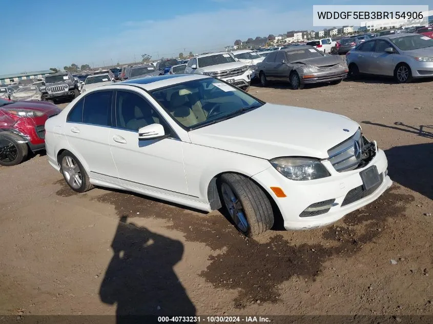 2011 Mercedes-Benz C 300 Luxury/Sport VIN: WDDGF5EB3BR154906 Lot: 40733231