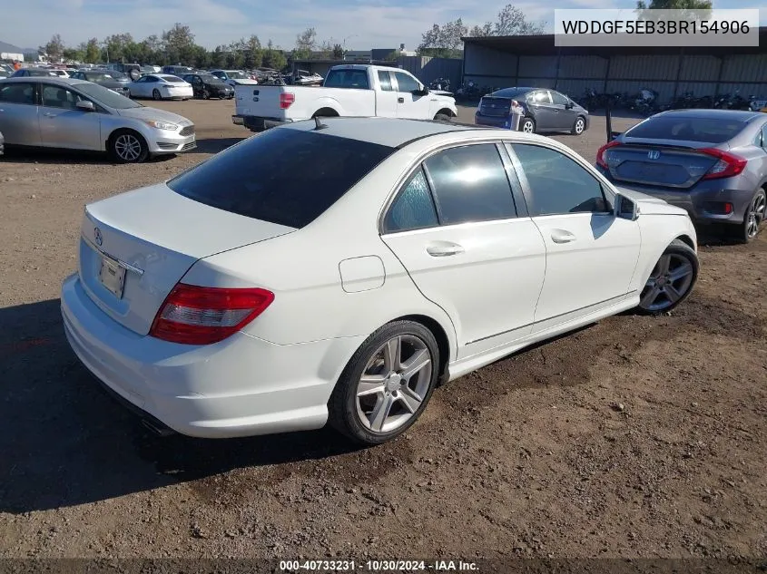 2011 Mercedes-Benz C 300 Luxury/Sport VIN: WDDGF5EB3BR154906 Lot: 40733231