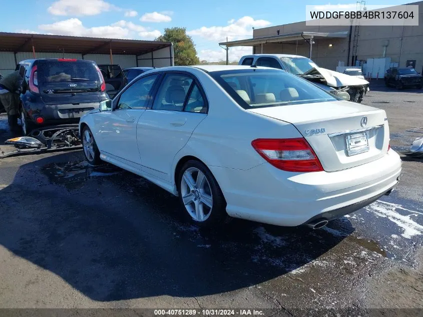 2011 Mercedes-Benz C 300 Luxury 4Matic/Sport 4Matic VIN: WDDGF8BB4BR137604 Lot: 40751289