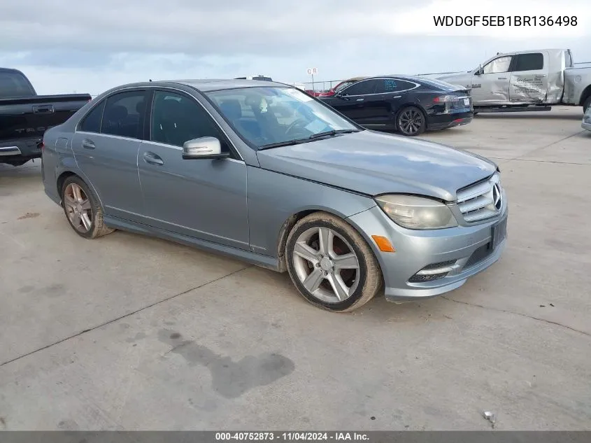 2011 Mercedes-Benz C 300 Luxury/Sport VIN: WDDGF5EB1BR136498 Lot: 40752873