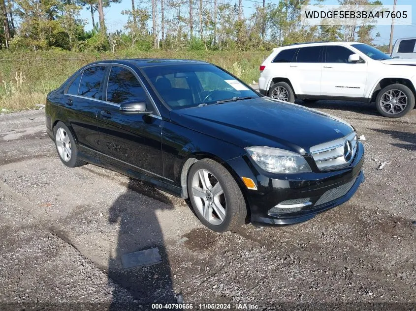 2011 Mercedes-Benz C 300 Luxury/Sport VIN: WDDGF5EB3BA417605 Lot: 40790656