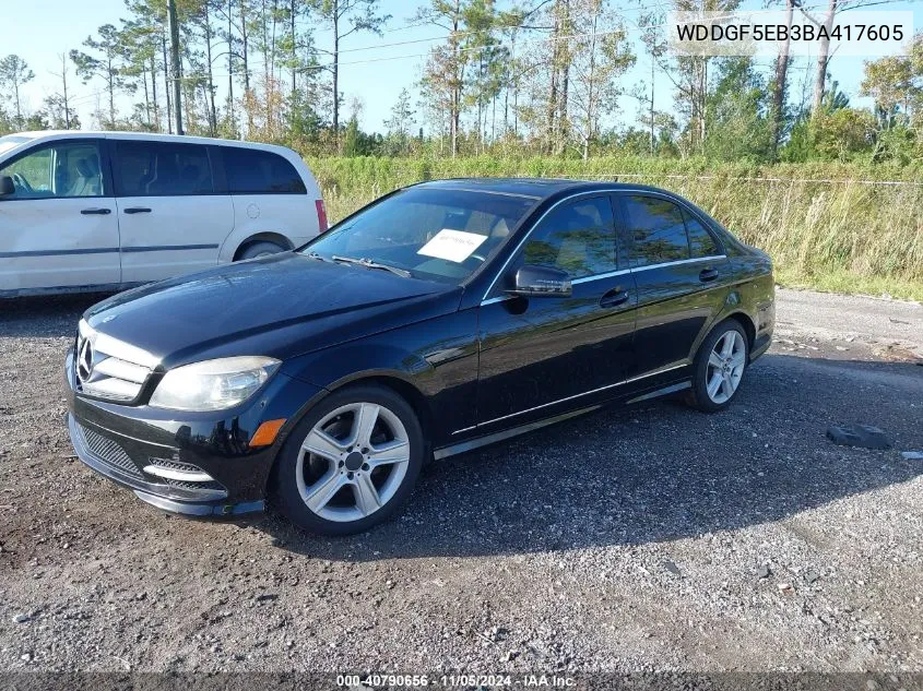 2011 Mercedes-Benz C 300 Luxury/Sport VIN: WDDGF5EB3BA417605 Lot: 40790656