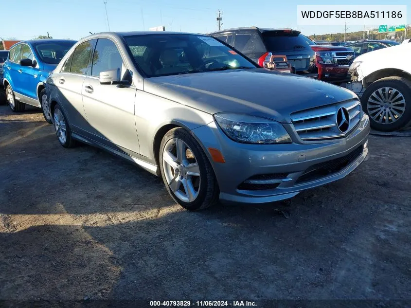 2011 Mercedes-Benz C 300 Luxury/Sport VIN: WDDGF5EB8BA511186 Lot: 40793829