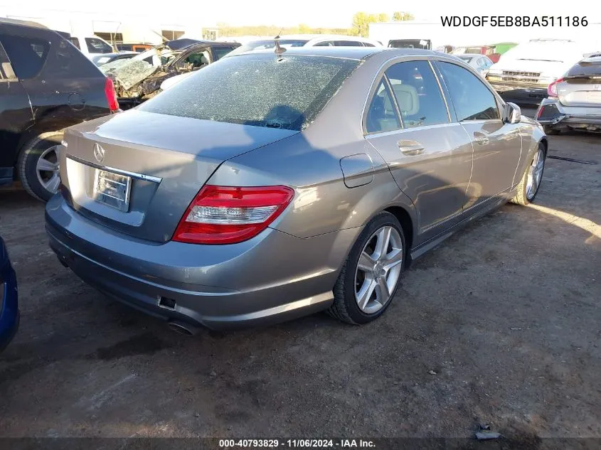 2011 Mercedes-Benz C 300 Luxury/Sport VIN: WDDGF5EB8BA511186 Lot: 40793829