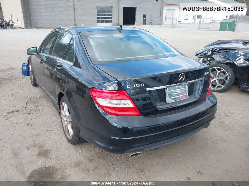 2011 Mercedes-Benz C 300 Luxury 4Matic/Sport 4Matic VIN: WDDGF8BB7BR150038 Lot: 40794471