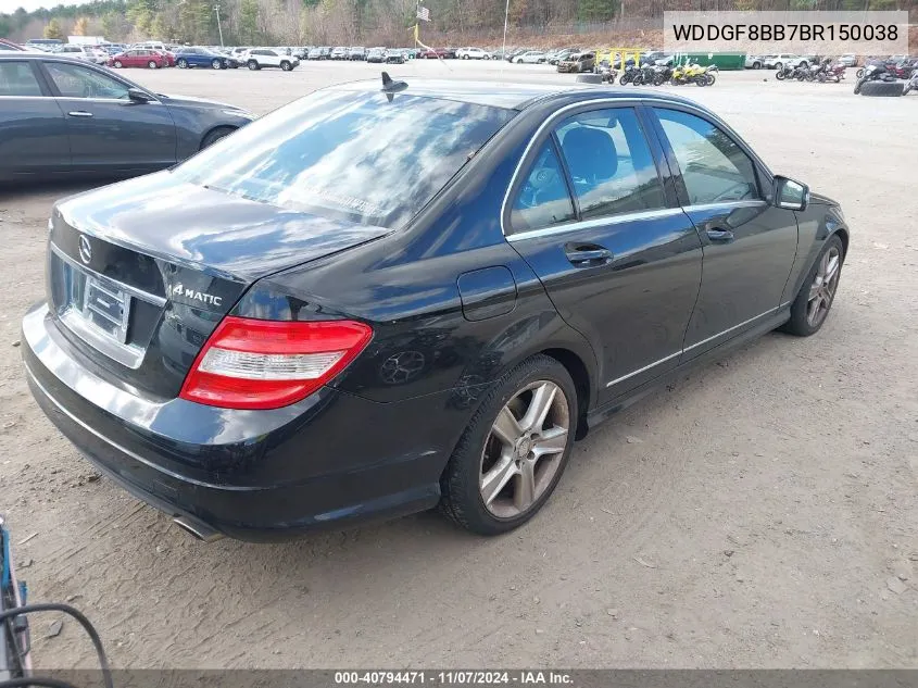 2011 Mercedes-Benz C 300 Luxury 4Matic/Sport 4Matic VIN: WDDGF8BB7BR150038 Lot: 40794471