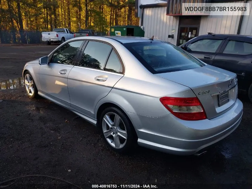 2011 Mercedes-Benz C 300 Luxury 4Matic/Sport 4Matic VIN: WDDGF8BB7BR155983 Lot: 40816753