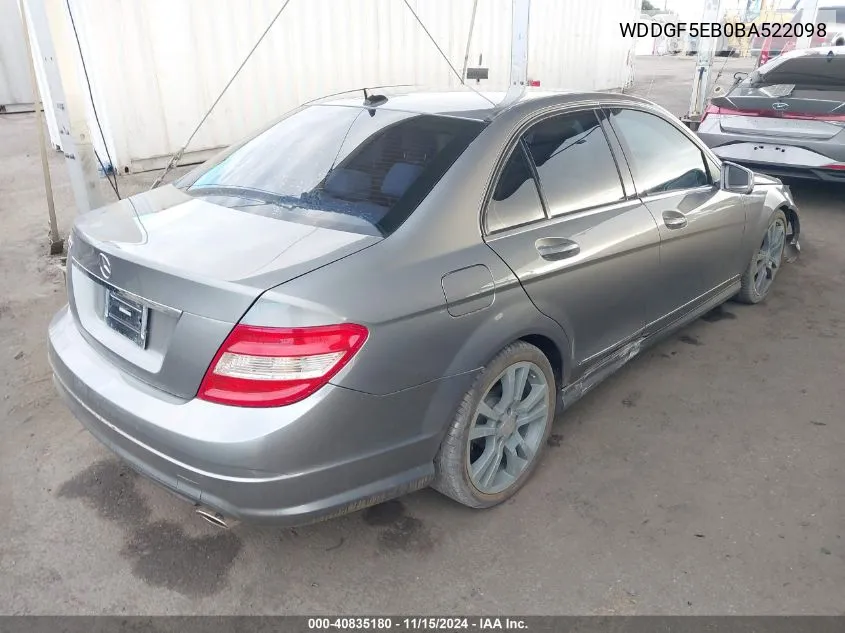 2011 Mercedes-Benz C 300 Luxury/Sport VIN: WDDGF5EB0BA522098 Lot: 40835180