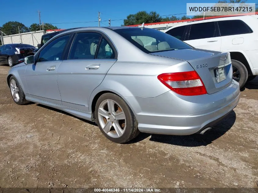 2011 Mercedes-Benz C 300 Luxury/Sport VIN: WDDGF5EB7BR147215 Lot: 40846346