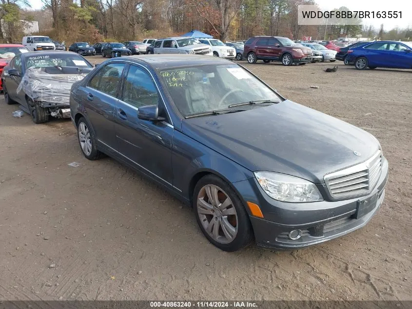 2011 Mercedes-Benz C 300 Luxury 4Matic/Sport 4Matic VIN: WDDGF8BB7BR163551 Lot: 40863240