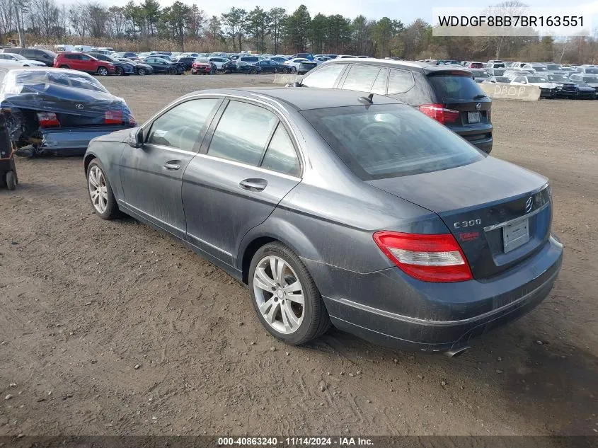 2011 Mercedes-Benz C 300 Luxury 4Matic/Sport 4Matic VIN: WDDGF8BB7BR163551 Lot: 40863240