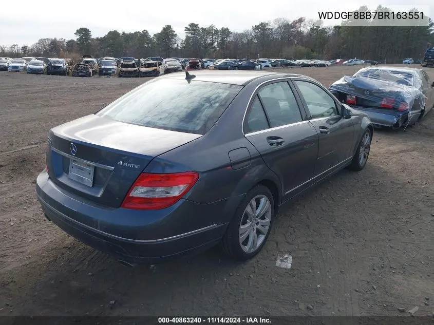 2011 Mercedes-Benz C 300 Luxury 4Matic/Sport 4Matic VIN: WDDGF8BB7BR163551 Lot: 40863240