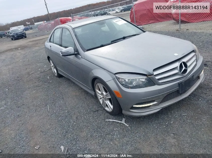 2011 Mercedes-Benz C 300 Luxury 4Matic/Sport 4Matic VIN: WDDGF8BB8BR143194 Lot: 40863424