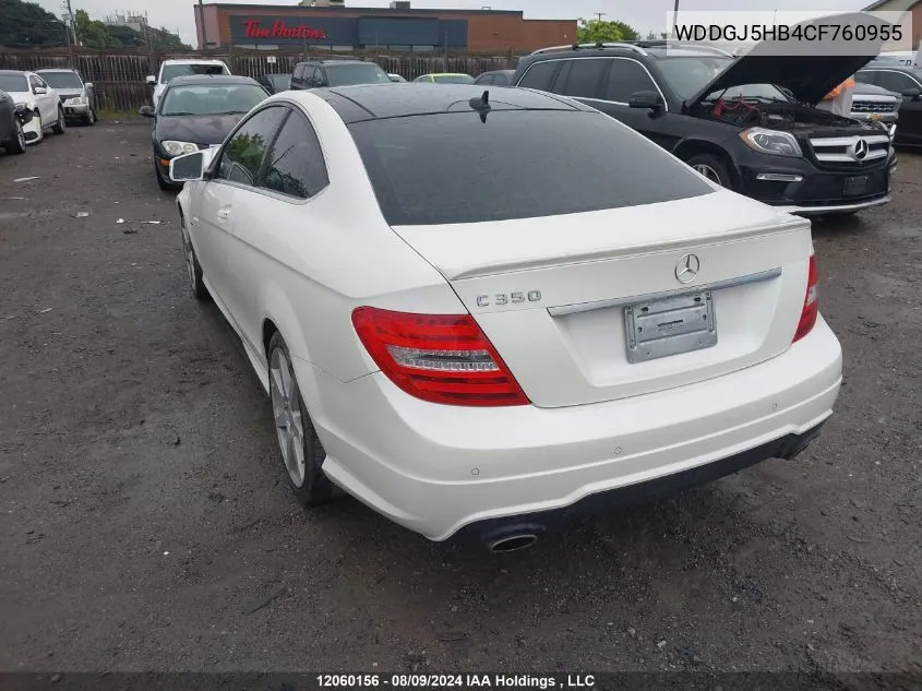 2012 Mercedes-Benz C-Class VIN: WDDGJ5HB4CF760955 Lot: 12060156