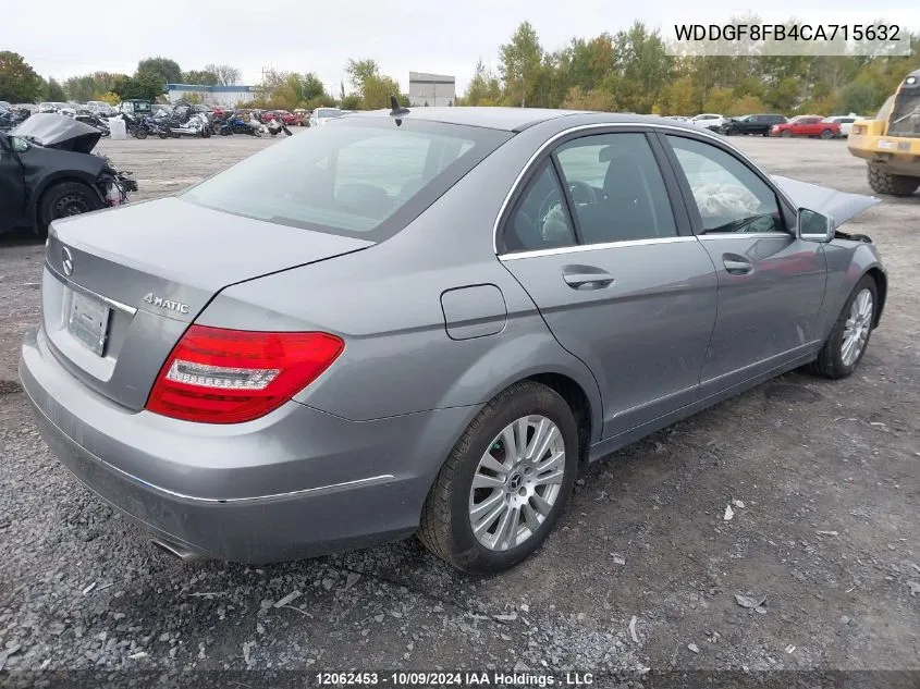 2012 Mercedes-Benz C-Class VIN: WDDGF8FB4CA715632 Lot: 12062453