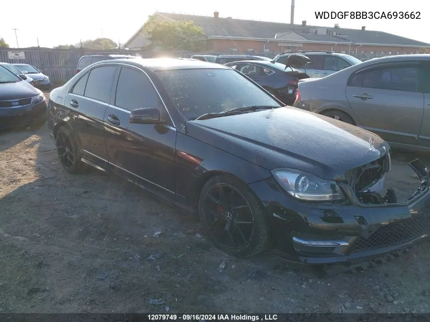 2012 Mercedes-Benz C-Class VIN: WDDGF8BB3CA693662 Lot: 12079749