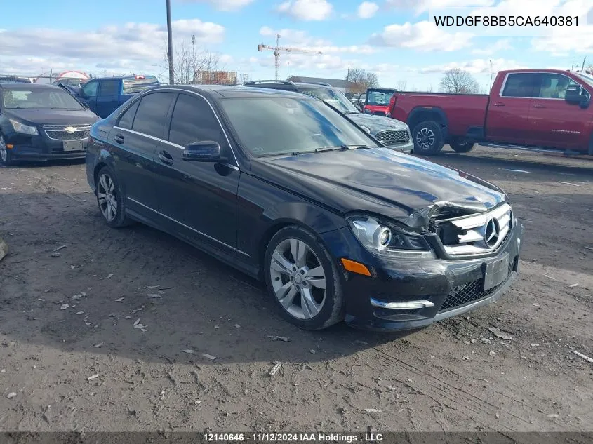 2012 Mercedes-Benz C-Class VIN: WDDGF8BB5CA640381 Lot: 12140646