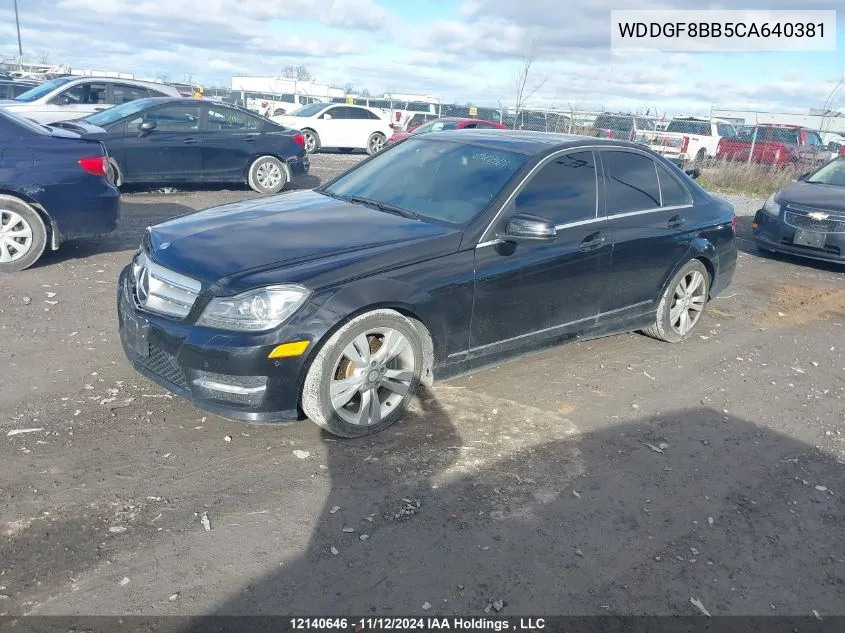 2012 Mercedes-Benz C-Class VIN: WDDGF8BB5CA640381 Lot: 12140646