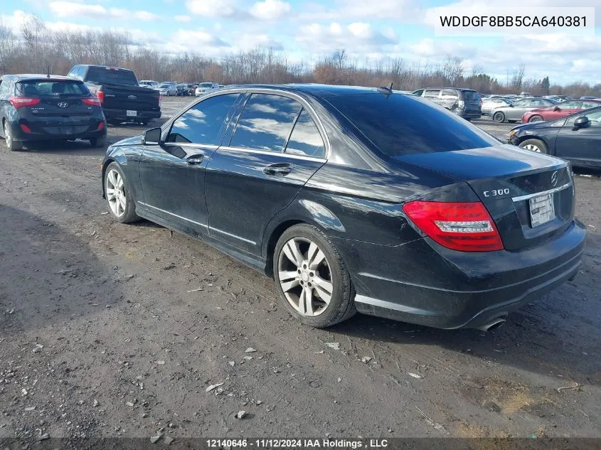 2012 Mercedes-Benz C-Class VIN: WDDGF8BB5CA640381 Lot: 12140646