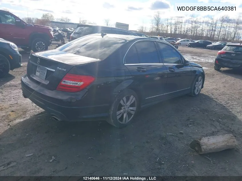 2012 Mercedes-Benz C-Class VIN: WDDGF8BB5CA640381 Lot: 12140646