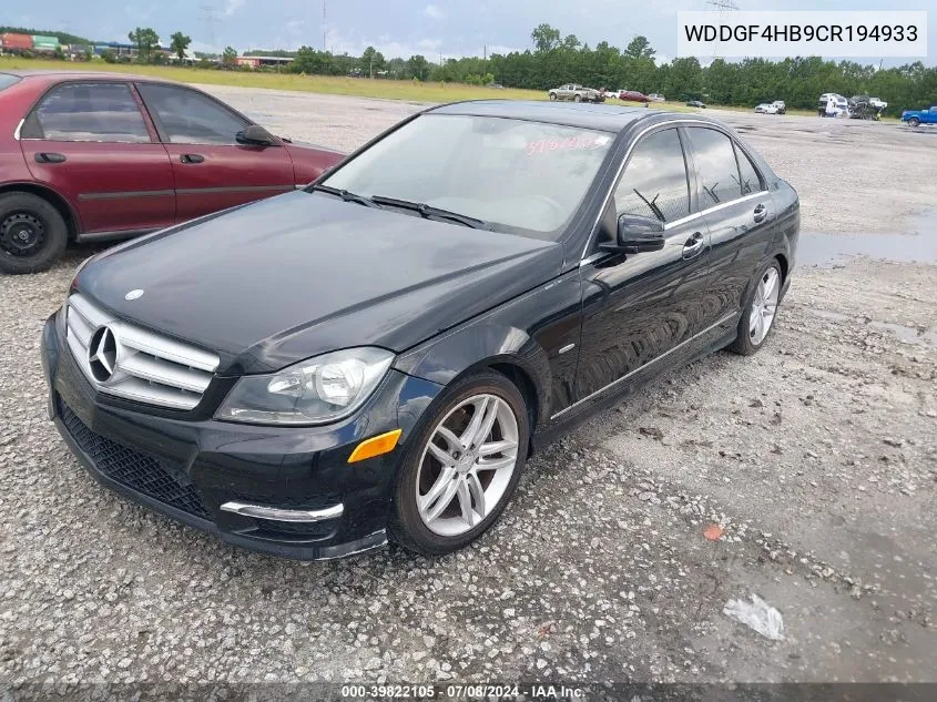 2012 Mercedes-Benz C 250 Luxury/Sport VIN: WDDGF4HB9CR194933 Lot: 39822105