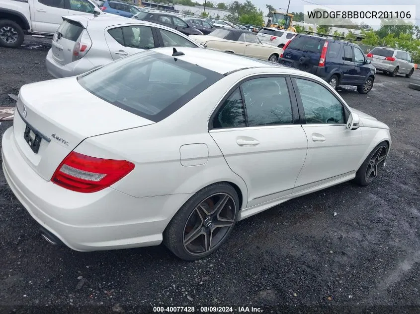 2012 Mercedes-Benz C 300 VIN: WDDGF8BB0CR201106 Lot: 40077428