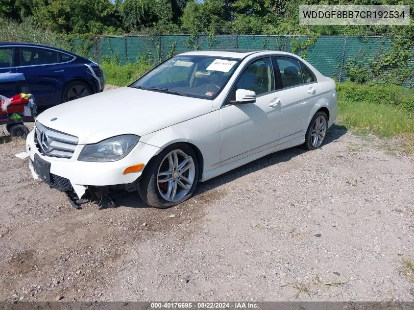 2012 Mercedes-Benz C 300 Luxury 4Matic/Sport 4Matic VIN: WDDGF8BB7CR192534 Lot: 40872584