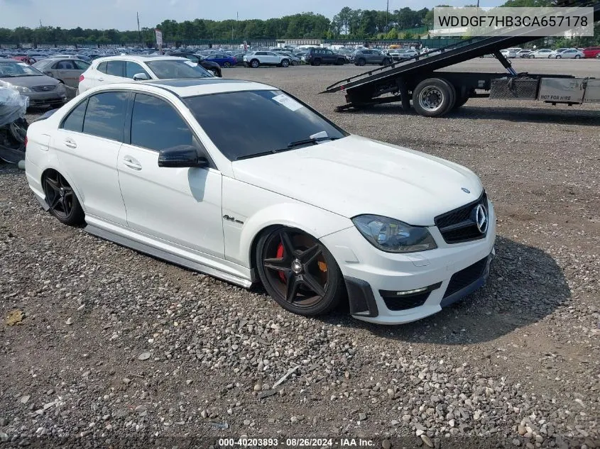 2012 Mercedes-Benz C 63 Amg VIN: WDDGF7HB3CA657178 Lot: 40203893