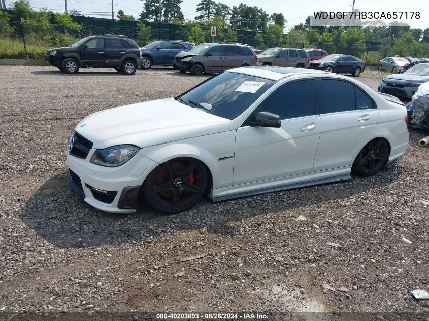 2012 Mercedes-Benz C 63 Amg VIN: WDDGF7HB3CA657178 Lot: 40203893