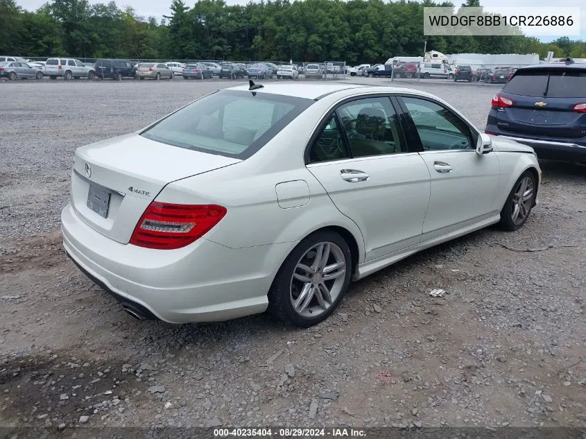 2012 Mercedes-Benz C 300 Luxury 4Matic/Sport 4Matic VIN: WDDGF8BB1CR226886 Lot: 40235404