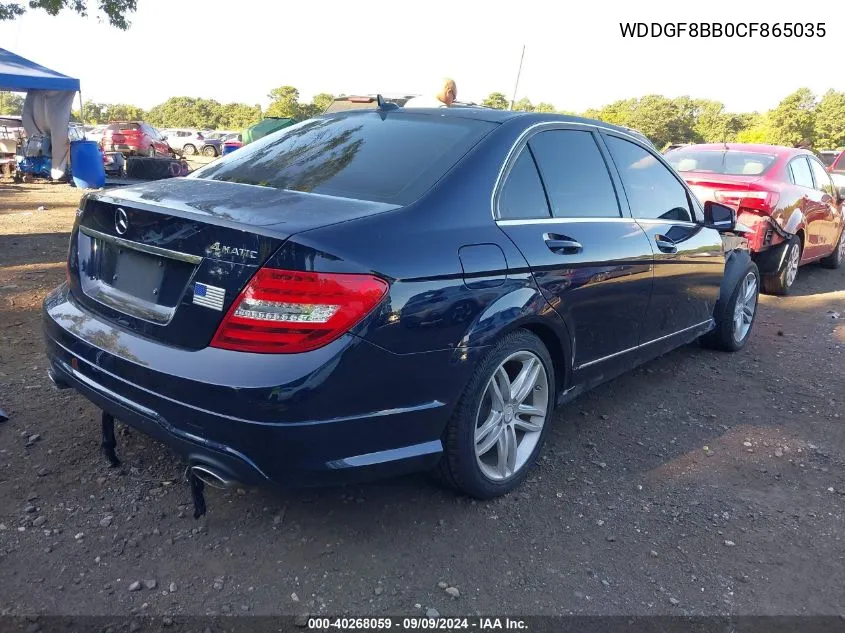 2012 Mercedes-Benz C 300 Luxury 4Matic/Sport 4Matic VIN: WDDGF8BB0CF865035 Lot: 40268059