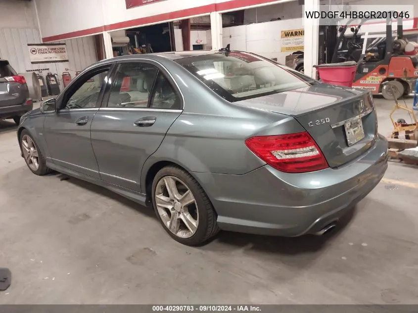 2012 Mercedes-Benz C 250 250 VIN: WDDGF4HB8CR201046 Lot: 40290783