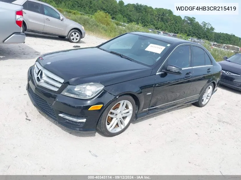 2012 Mercedes-Benz C 250 Luxury/Sport VIN: WDDGF4HB3CR215419 Lot: 40343114