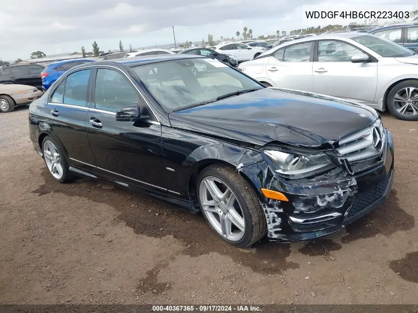 2012 Mercedes-Benz C 250 Luxury/Sport VIN: WDDGF4HB6CR223403 Lot: 40367365